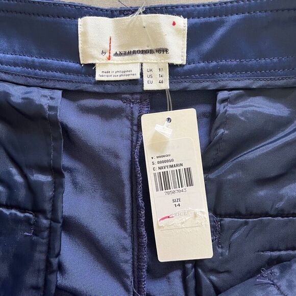 by Anthropologie Wide-Leg Purple Velvet Trousers Size 14 NWT High Waisted - Picture 6 of 8